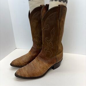 Dan Post USA Distressed Giraffe Striped Leather Western Cowboy Work Boots 10.5 D